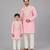 Baby pink embroidered cotton silk father son kurta combo set