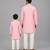 Baby pink embroidered cotton silk father son kurta combo set