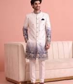 Men multicolor embroidered satin indo western for men