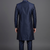 Navy blue silk indo sherwani set for men's