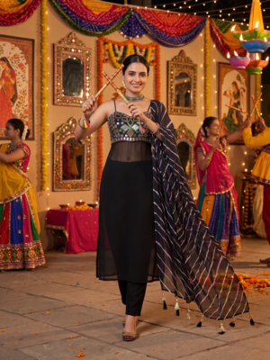 Black mirror work navratri dress for women 2