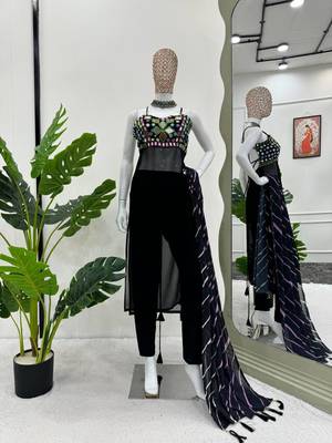 Black mirror work navratri dress for women 3