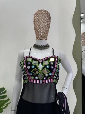 Black mirror work navratri dress for women 5