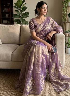 Purple Color beads and sequence work sartin saree 2
