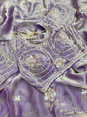 Purple Color beads and sequence work sartin saree 4