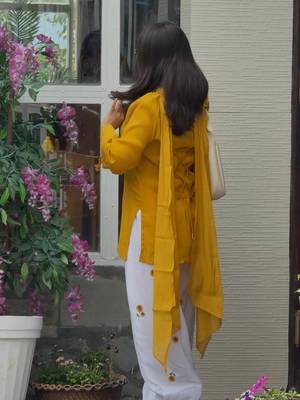 Women's mustard yellow kurta farshi salwar set with dupatta 3