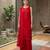 Women's red embroidered straight kurta palazzo set with dupatta