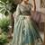 Teal Color beads and sequence work sartin saree