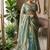 Teal Color beads and sequence work sartin saree