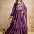 Women's purple embroidered anarkali gown set with dupatta