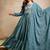 Women's teal blue embroidered anarkali gown set with dupatta