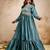 Women's teal blue embroidered anarkali gown set with dupatta