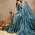 Women's teal blue embroidered anarkali gown set with dupatta