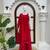 Women's red embroidered straight kurta palazzo set with dupatta