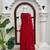 Women's red embroidered straight kurta palazzo set with dupatta