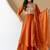 Women's orange embroidered anarkali kurta set with palazzo & dupatta
