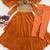 Women's orange embroidered anarkali kurta set with palazzo & dupatta