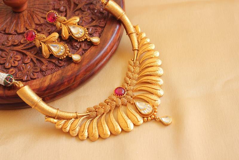 Awesome 1 gram gold -real kundan designer bridal necklace set