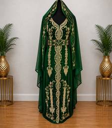 Emerald Green Gold Embroidered Kaftan Set