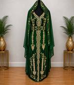 Emerald Green Gold Embroidered Kaftan Set
