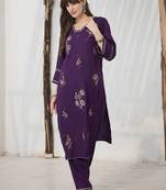 Women Floral Embroidered Regular Thread Work Kurta with Trousers