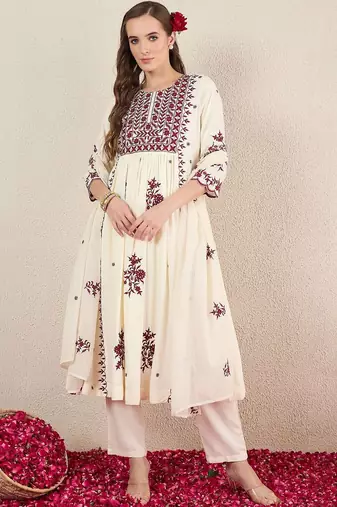 Women Ethnic Motifs Embroidered Empire Thread Work Kurta with Trousers & Dupatta