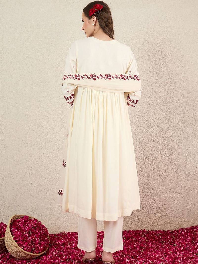 Women Ethnic Motifs Embroidered Empire Thread Work Kurta with Trousers & Dupatta