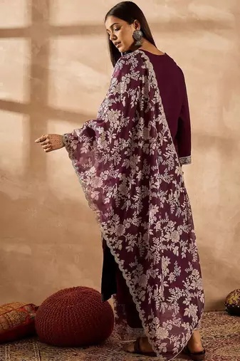 Women Ethnic Motifs Embroidered Regular Thread Work Kurta with Trousers & With Dupatta