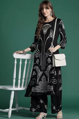 Women Floral Printed Regular Kurta with Palazzos