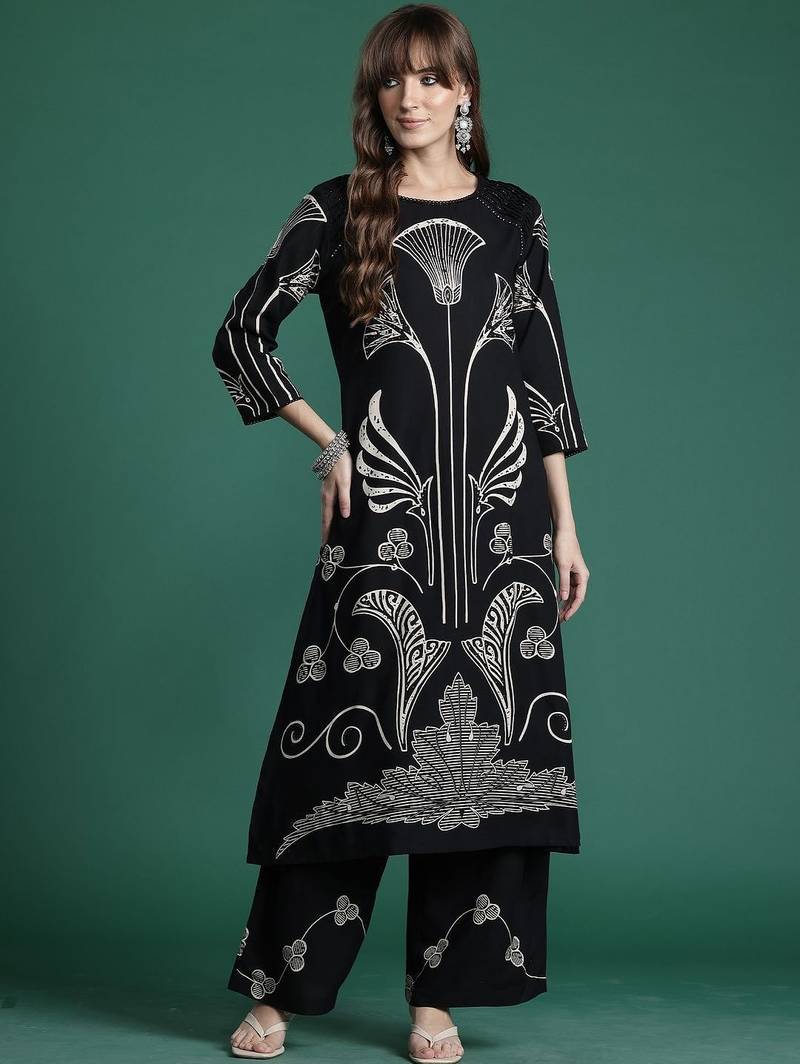 Women Floral Printed Regular Kurta with Palazzos