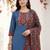 Women Ethnic Motifs Yoke Design Regular Thread Work Pure Cotton Kurta with Trousers & With Dupatta
