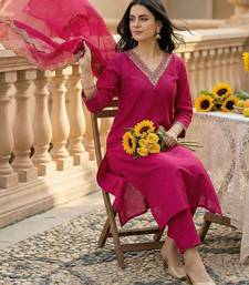 Women Embroidered Regular Kurta with Trousers & With Dupatta