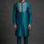 Teal silk kurta set for men's
