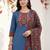 Women Ethnic Motifs Yoke Design Regular Thread Work Pure Cotton Kurta with Trousers & With Dupatta