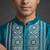 Teal silk kurta set for men's
