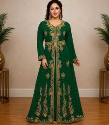 Emerald Green Gold Embroidered Kaftan