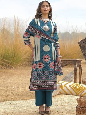 Women Ethnic Motifs Printed Regular Pure Cotton Kurta with Palazzos & With Dupatta 1