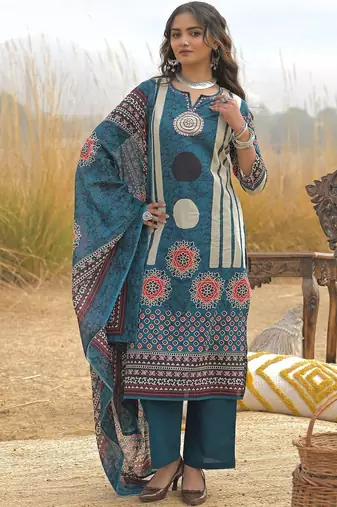 Women Ethnic Motifs Printed Regular Pure Cotton Kurta with Palazzos & With Dupatta