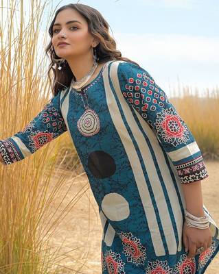 Women Ethnic Motifs Printed Regular Pure Cotton Kurta with Palazzos & With Dupatta 6