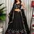 Black Embroidered Lehenga Choli with Matching Dupatta - Full stitched free size