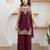Women's Beautiful Embroidery Work Fandy Satin Fabric Straight Kurta Palazzo and Dupatta Set