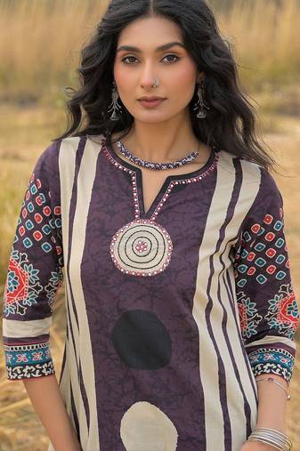 Women Ethnic Motifs Printed Regular Pure Cotton Kurta with Trousers & With Dupatta