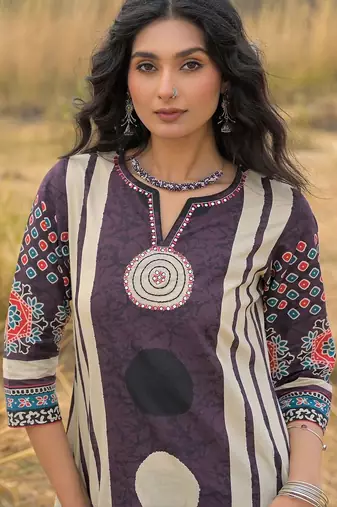 Women Ethnic Motifs Printed Regular Pure Cotton Kurta with Trousers & With Dupatta
