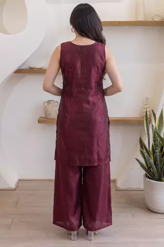 Women's Beautiful Embroidery Work Fandy Satin Fabric Straight Kurta Palazzo and Dupatta Set