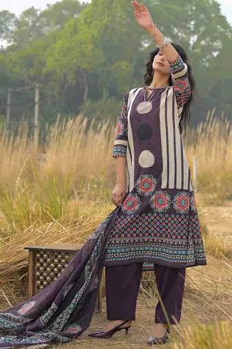 Women Ethnic Motifs Printed Regular Pure Cotton Kurta with Trousers & With Dupatta