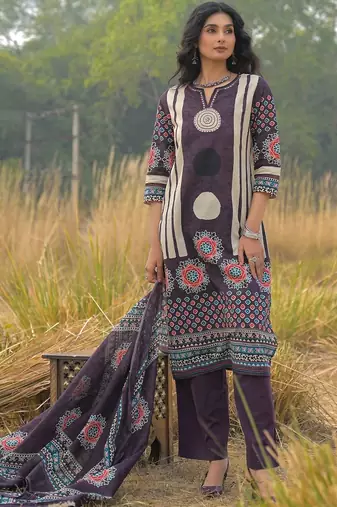Women Ethnic Motifs Printed Regular Pure Cotton Kurta with Trousers & With Dupatta