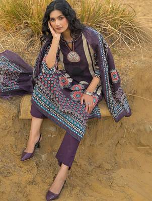 Women Ethnic Motifs Printed Regular Pure Cotton Kurta with Trousers & With Dupatta 4