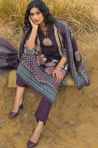 Women Ethnic Motifs Printed Regular Pure Cotton Kurta with Trousers & With Dupatta