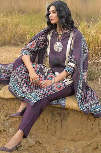 Women Ethnic Motifs Printed Regular Pure Cotton Kurta with Trousers & With Dupatta