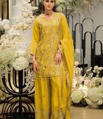 Women Ethnic Motifs Embroidered Regular Sequinned Kurta with Sharara & With Dupatta